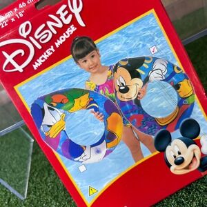 INTEX Disney‎ Vintage Mickey Mouse Swim Ring Inflatable Pool Float Kids 1990s
